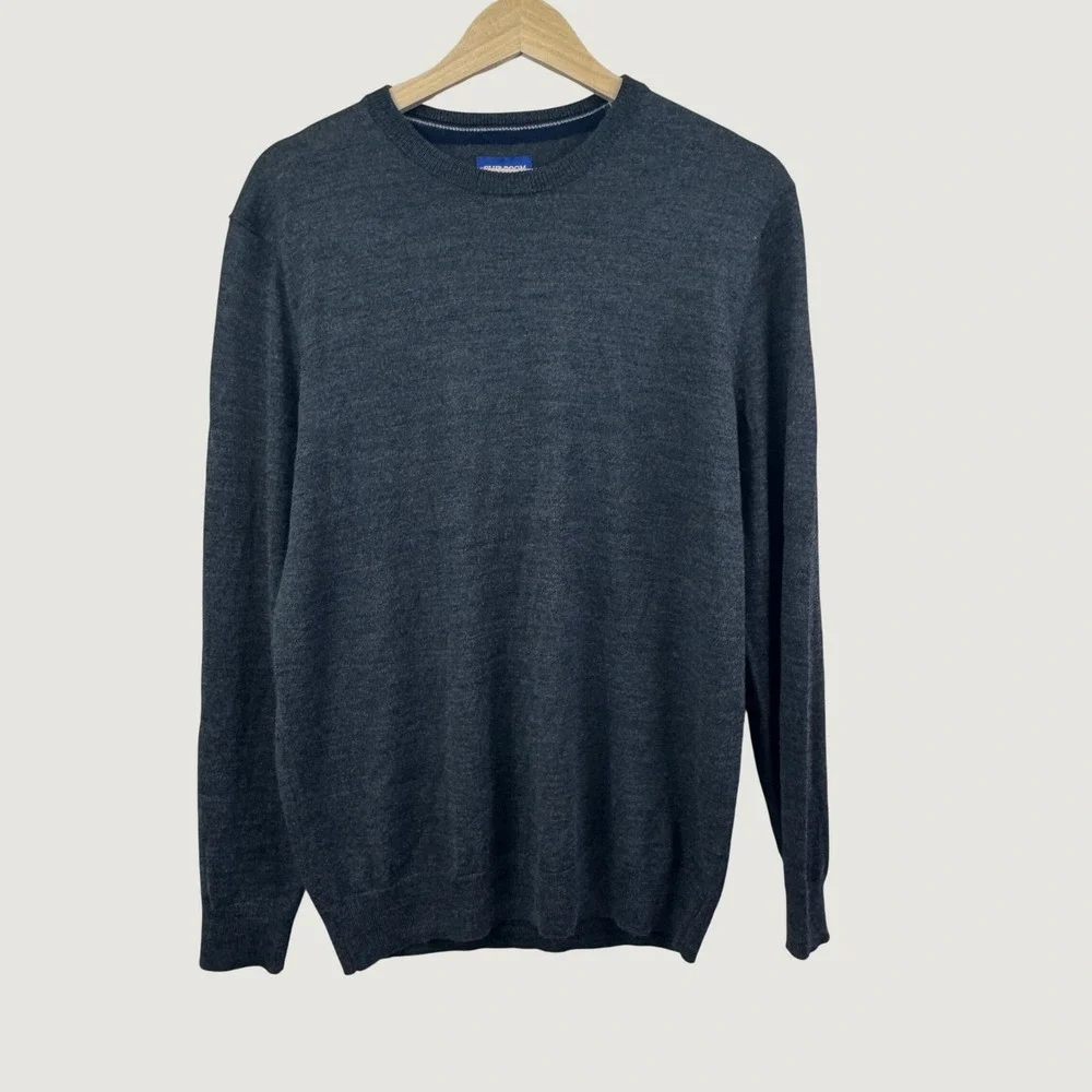 Club Room Merino Wool Blend Sweater M Ebony Heather Crewneck Minimalist Classic